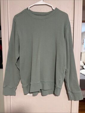 Everlane Waffle Crewneck Sweater - Sage Green